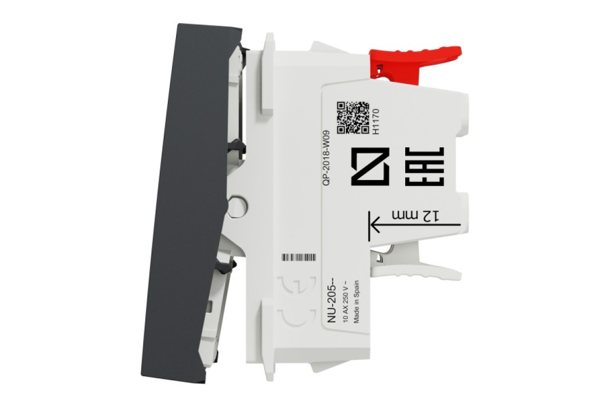 Перемикач 1-клавішний перехресний схема 7, 10А, 2 модулі антрацит (NU320554)