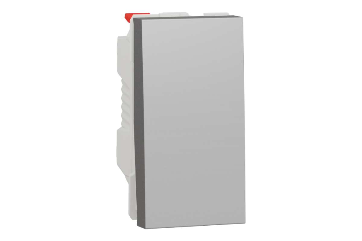 Перемикач 1-клавішний схема 6, 10А, 1 модуль алюміній (NU310330)