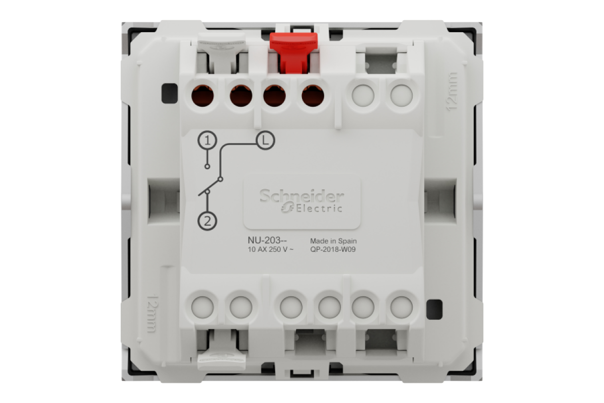 Перемикач 1-клавішний схема 6, 10А, 2 модулі алюміній (NU320330)