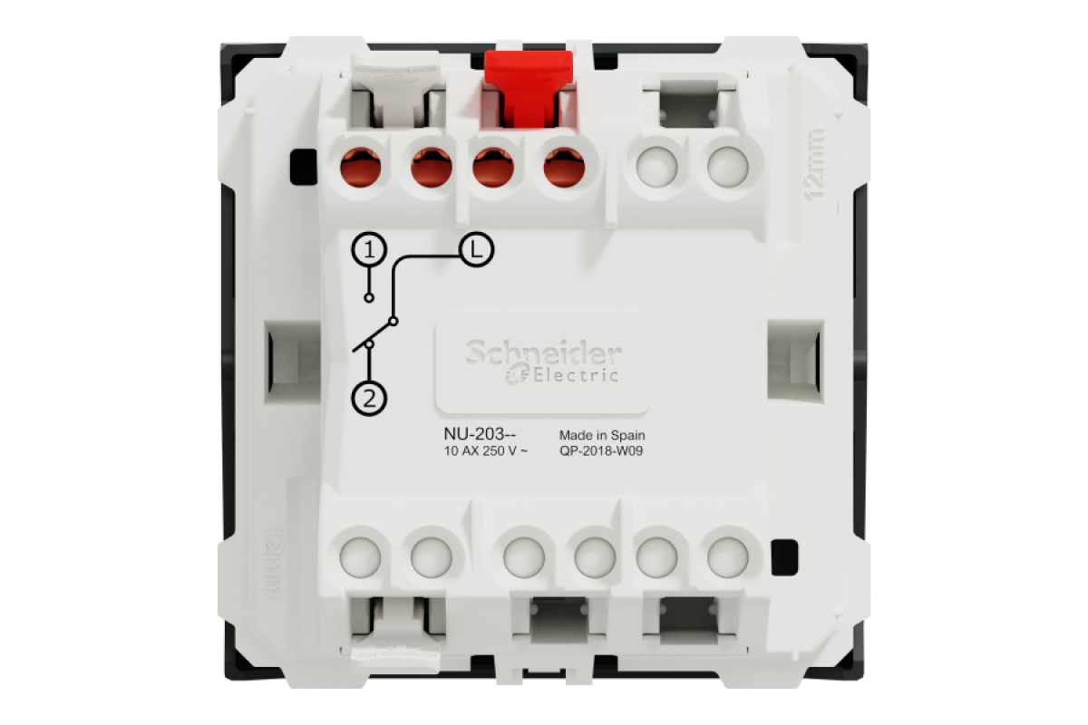 Перемикач 1-клавішний схема 6, 10А, 2 модулі антрацит (NU320354)