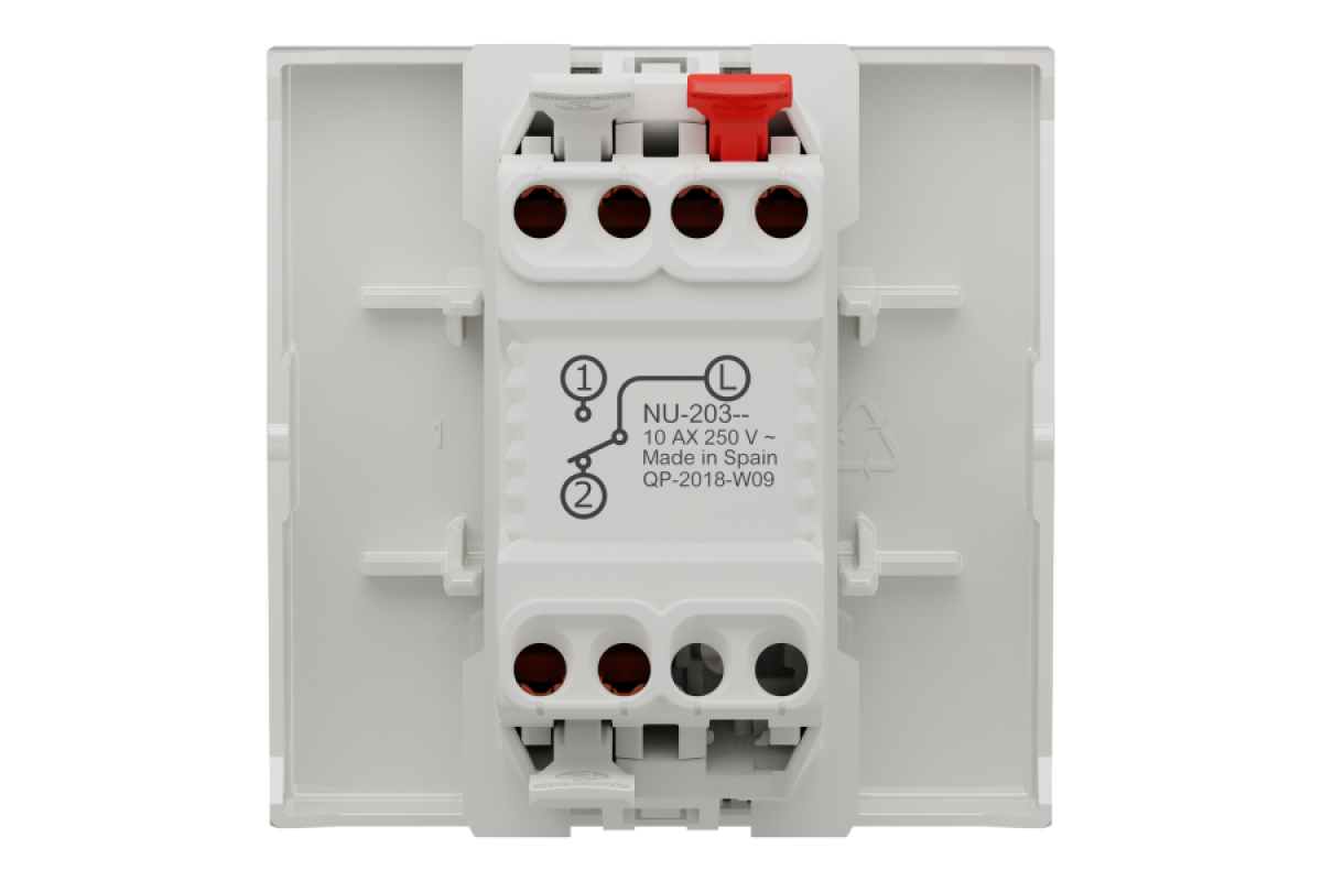 Перемикач 1-клавішний схема 6, 10А, 2 модулі білий (NU320318)