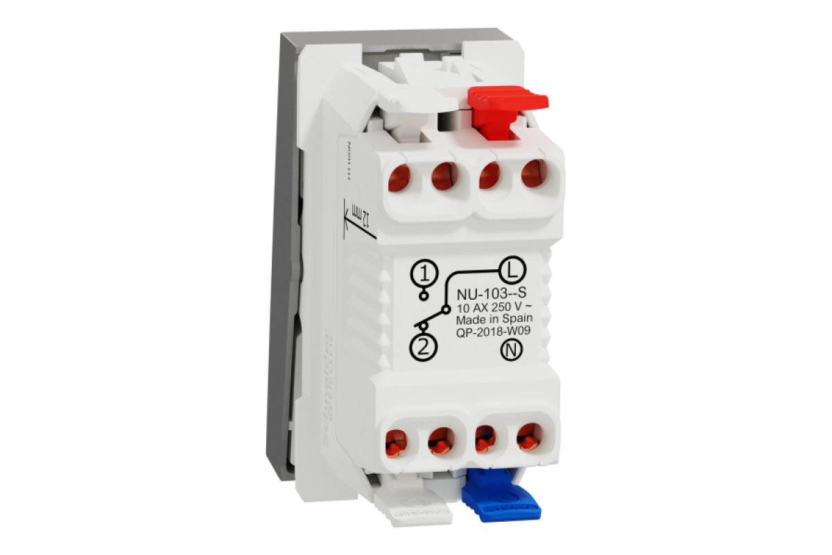 Перемикач 1-клавішний, з нейтраллю, 10А, 1 модуль алюміній (NU310330S)