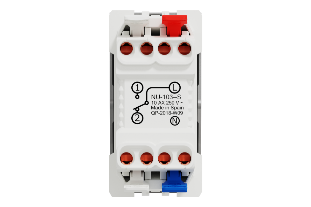 Перемикач 1-клавішний, з нейтраллю, 10А, 1 модуль алюміній (NU310330S)