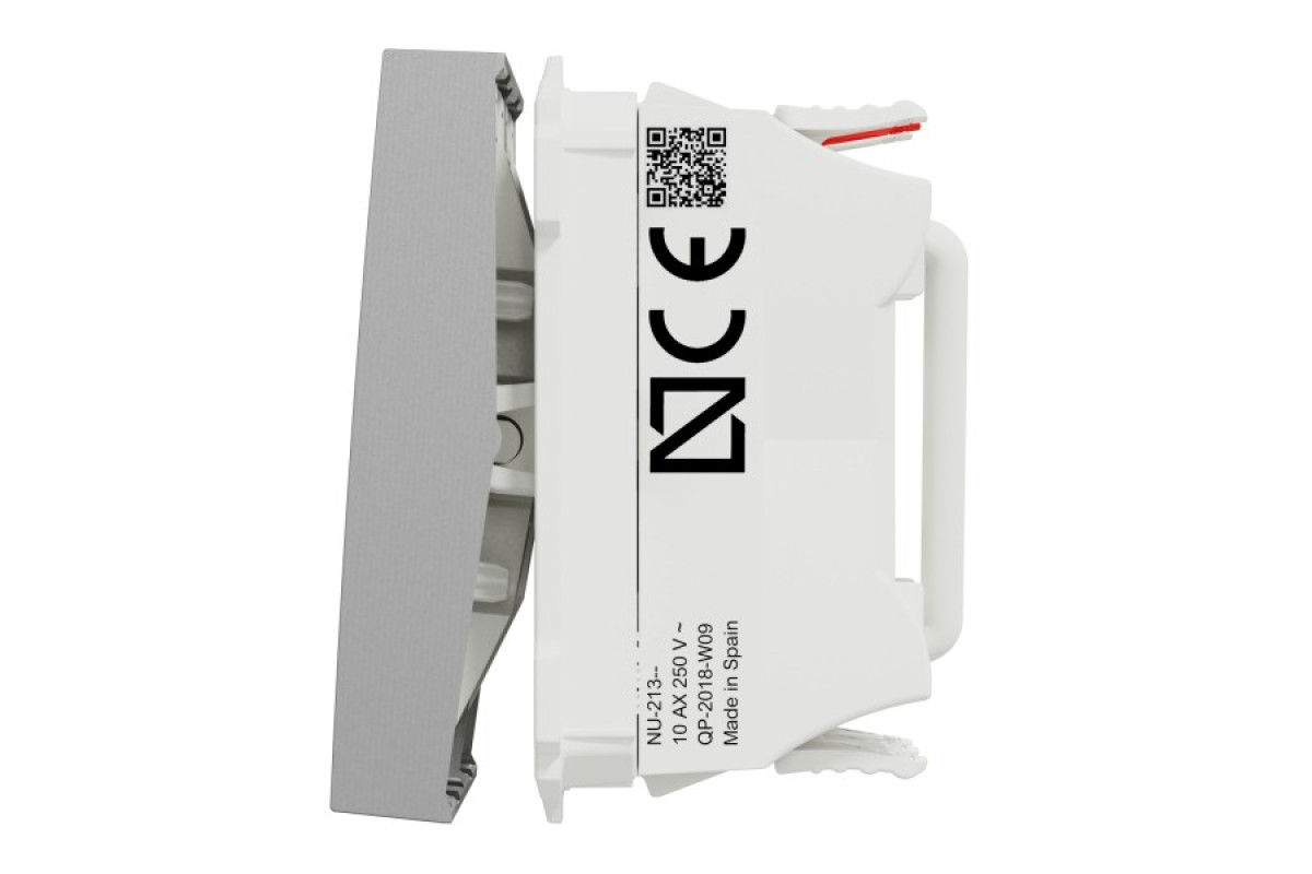 Перемикач 2-клавішний 2 x сх.6, 10А 2 модулі алюміній (NU321330)