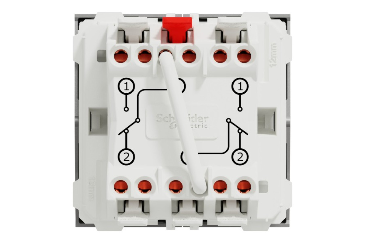 Перемикач 2-клавішний 2 x сх.6, 10А 2 модулі алюміній (NU321330)