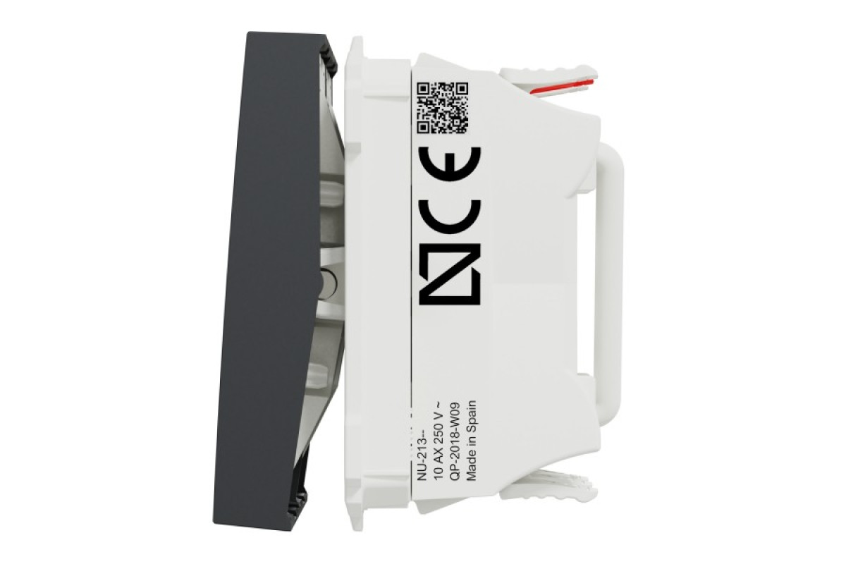 Перемикач 2-клавішний 2 x сх.6, 10А 2 модулі антрацит (NU321354)