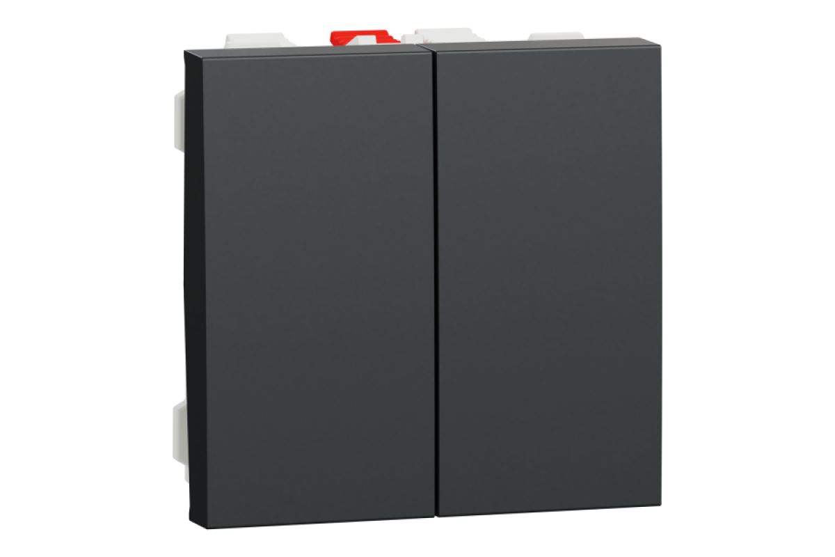 Перемикач 2-клавішний 2 x сх.6, 10А 2 модулі антрацит (NU321354)