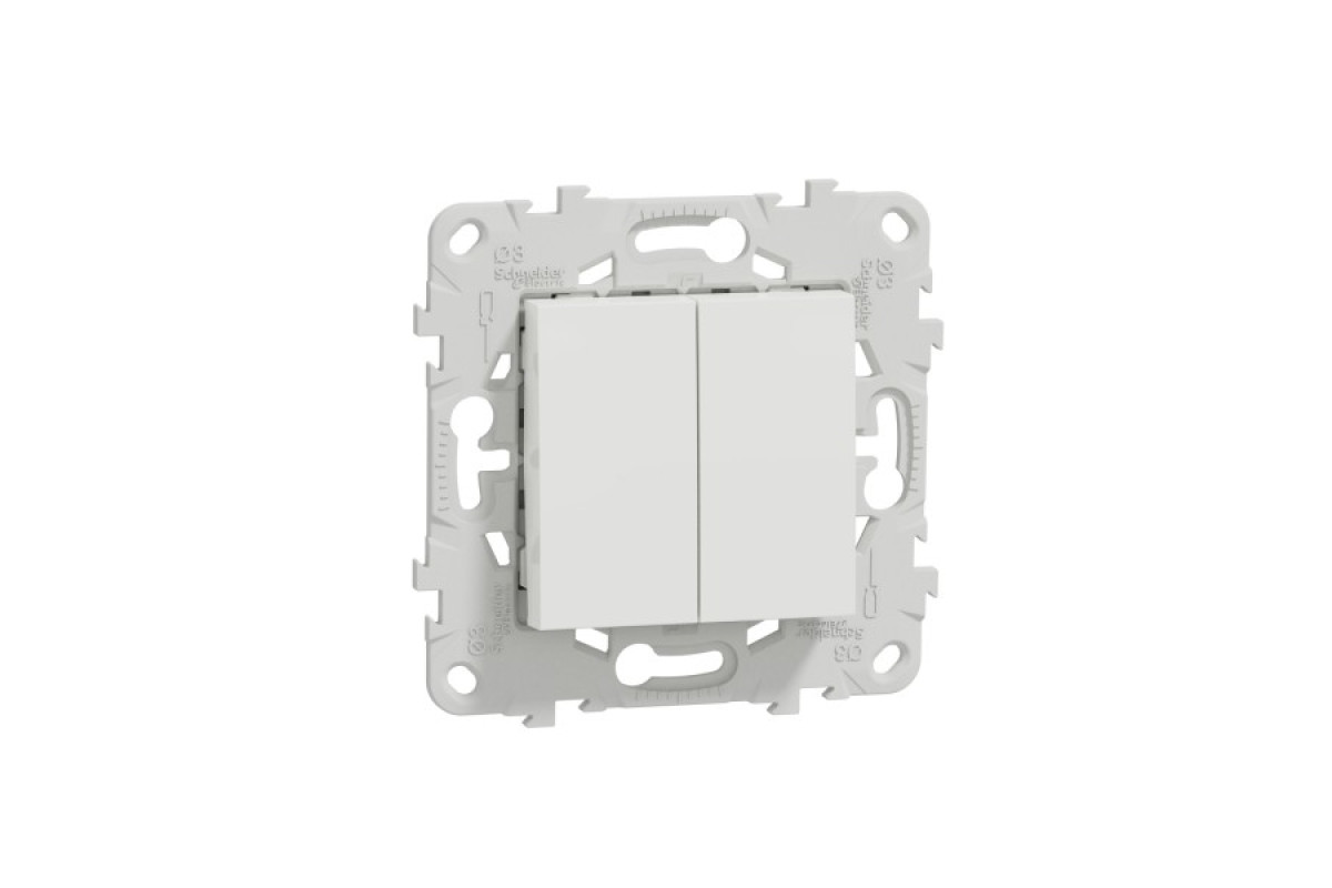 Перемикач 2-клавішний 2 x сх.6, 10А білий (NU521318)