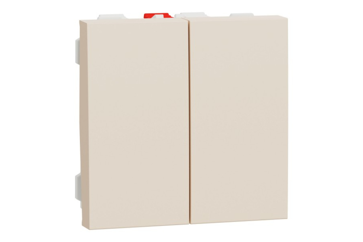 Перемикач 2-клавішний, 10А, 2 модулі, бежевий Unica New Studio (NU321344)
