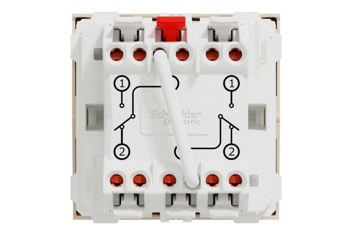 Перемикач 2-клавішний, 10А, 2 модулі, бежевий Unica New Studio (NU321344)