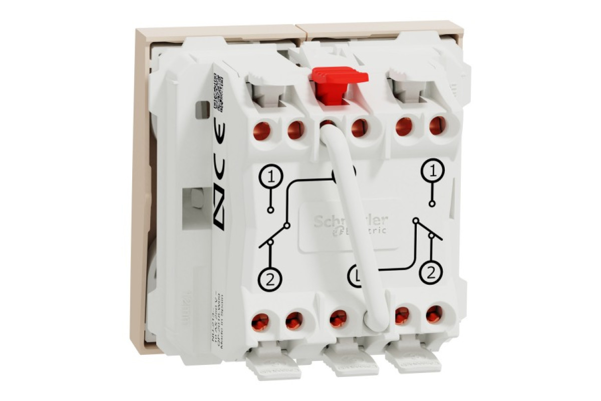 Перемикач 2-клавішний, 10А, 2 модулі, бежевий Unica New Studio (NU321344)