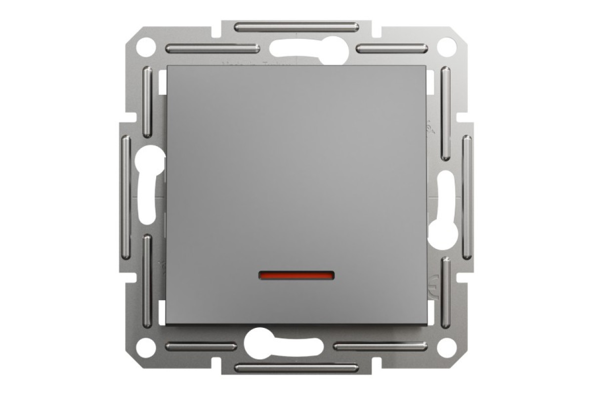 Перемикач одноклавішний з підсвіткою, Самозажимний, Asfora Антрацит (EPH1500171)