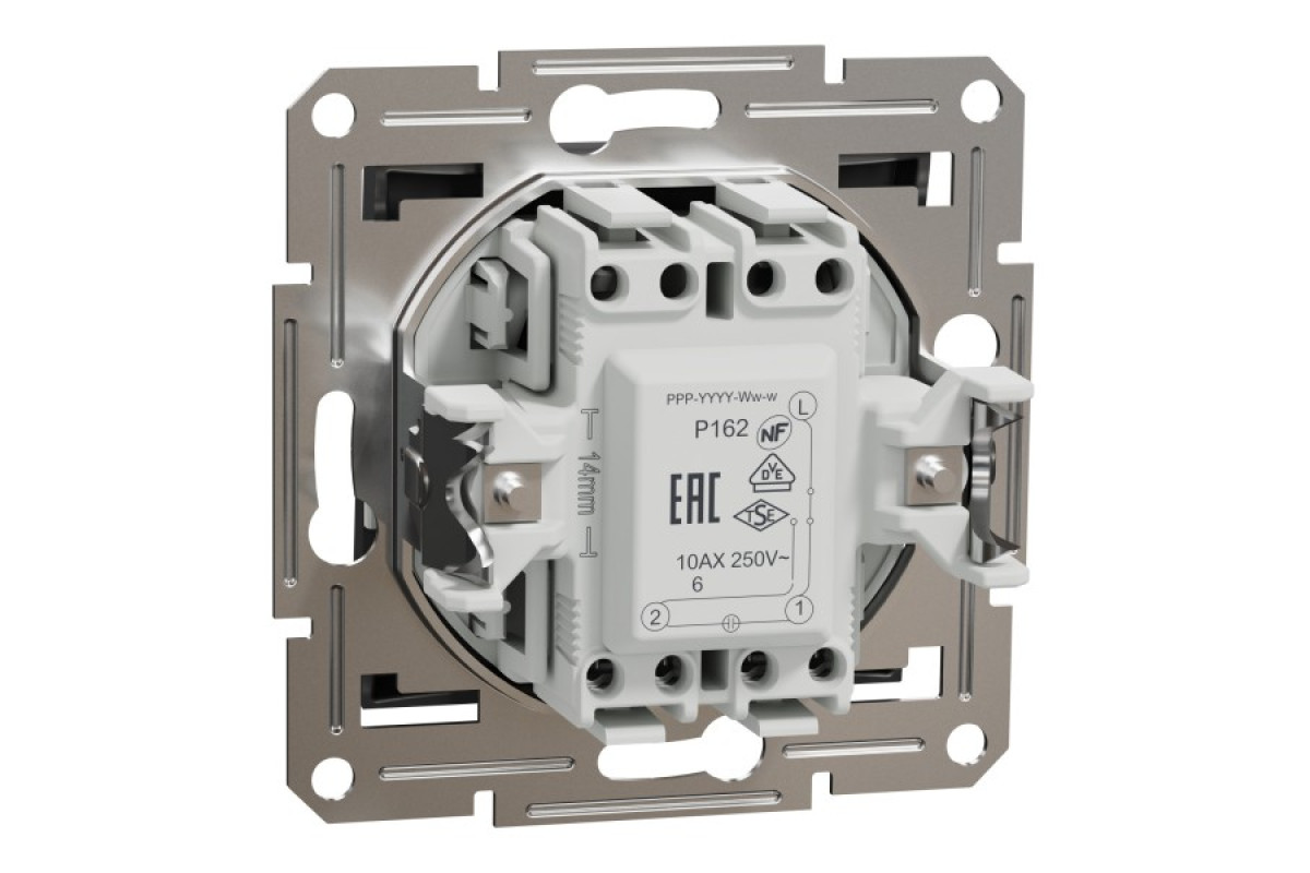 Перемикач одноклавішний з підсвіткою, Самозажимний, Asfora Антрацит (EPH1500171)