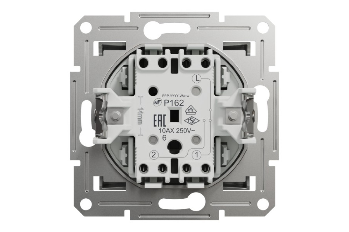 Перемикач одноклавішний Самозажимний Asfora Алюміній (EPH0400161)
