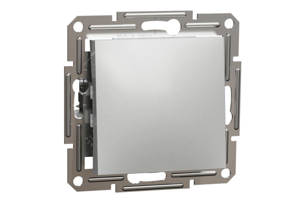 Перемикач одноклавішний Самозажимний Asfora Алюміній (EPH0400161)