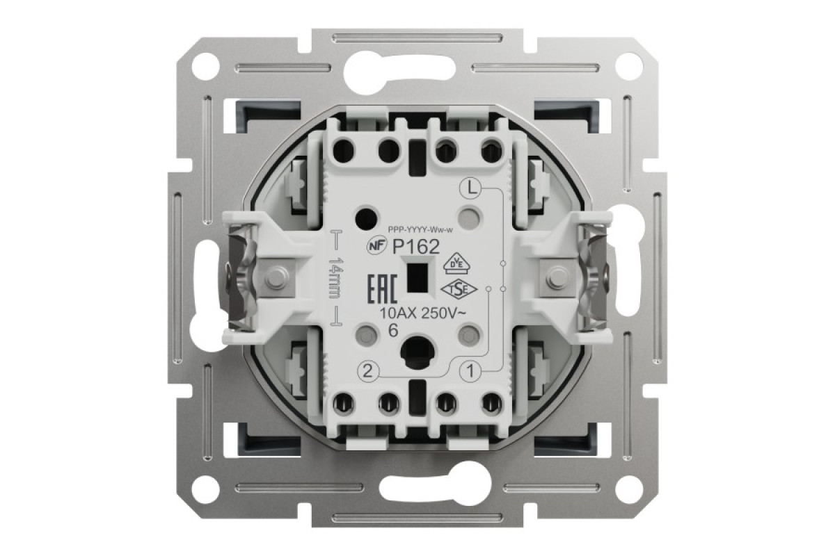 Перемикач одноклавішний Самозажимний Asfora Сталь (EPH0400162)