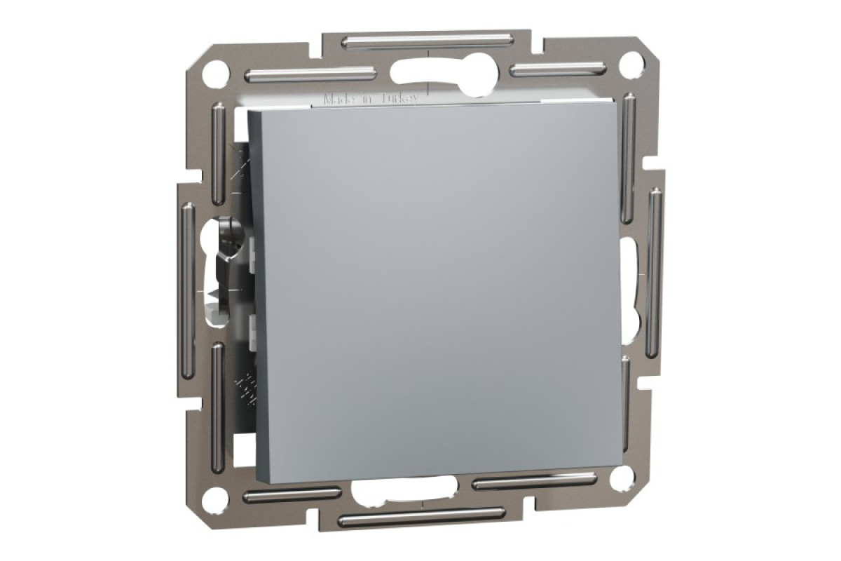 Перемикач одноклавішний Самозажимний Asfora Сталь (EPH0400162)