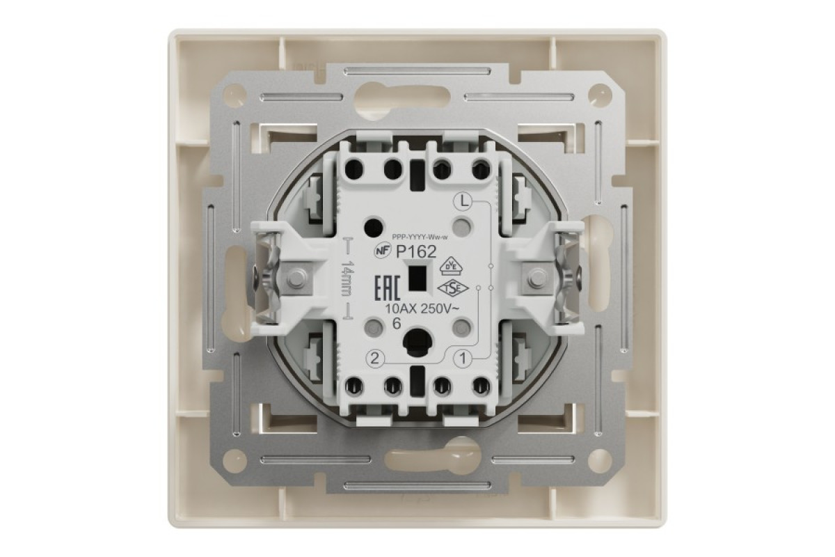 Перемикач одноклавішний Самозажимний Крем Asfora (EPH0400123)