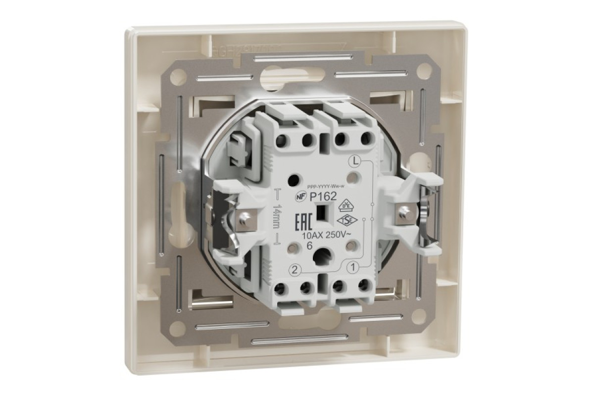 Перемикач одноклавішний Самозажимний Крем Asfora (EPH0400123)