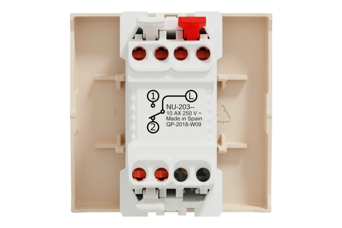 Перемикач прохідний 1-клавішний, 10А, 2 модулі, бежевий Unica New Studio (NU320344)