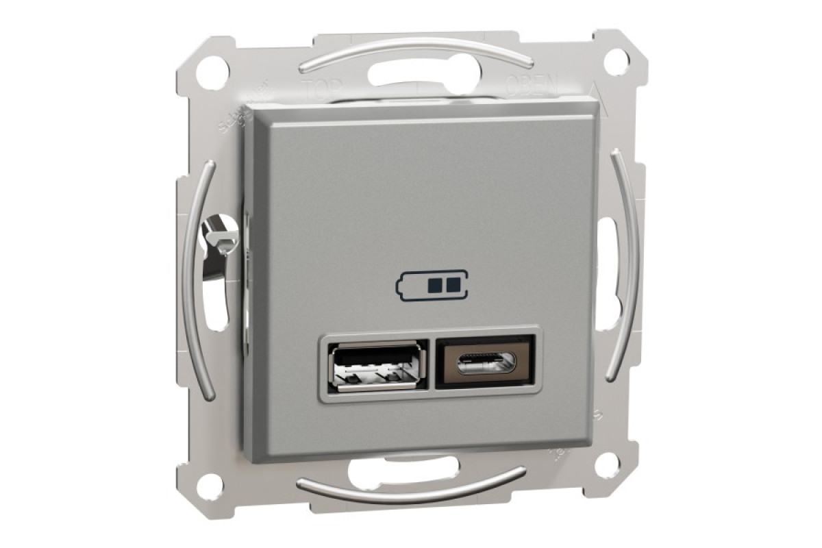 Подвійна USB зарядка 2.4 A Asfora алюминий (EPH2700361)