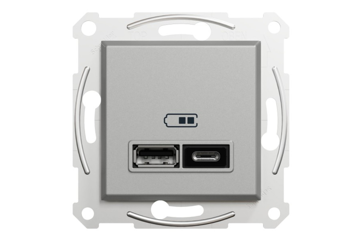 Подвійна USB зарядка 2.4 A Asfora алюминий (EPH2700361)