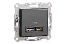 Подвійна USB зарядка 2.4 A Asfora антрацит (EPH2700371)