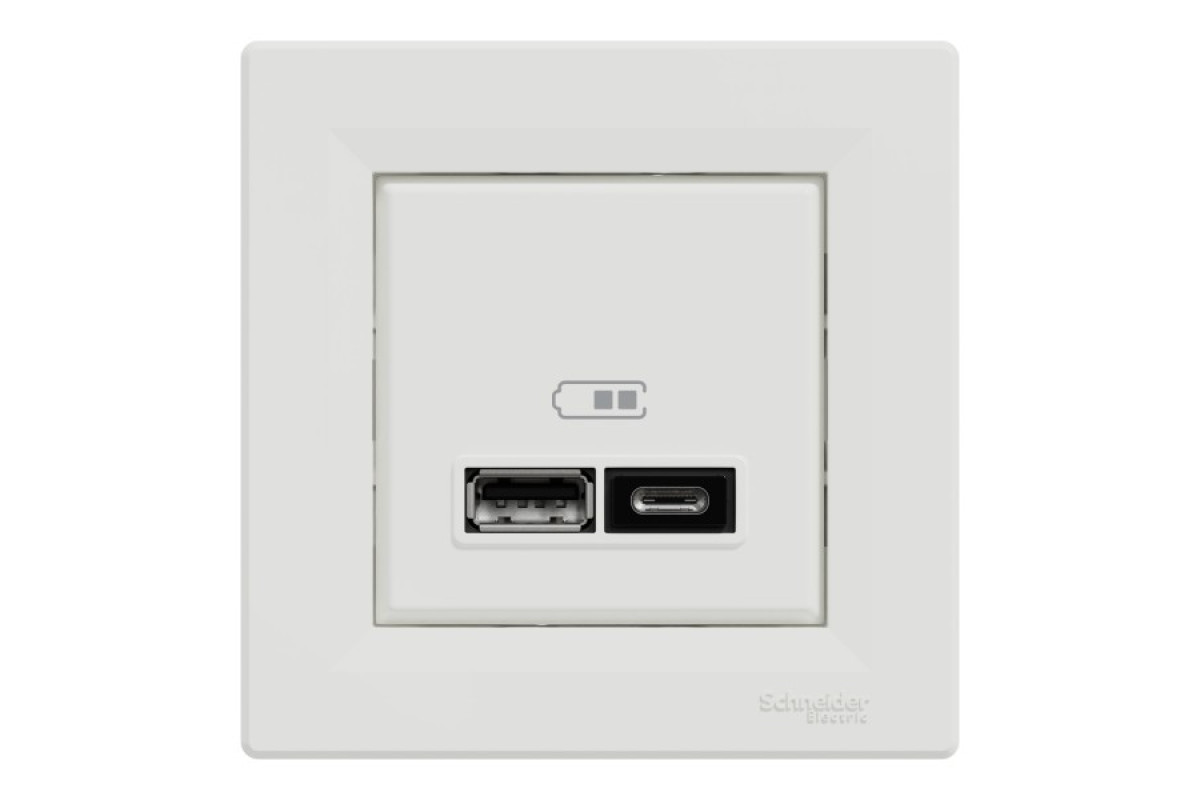 Подвійна USB зарядка 2.4 A Asfora біла (EPH2700321)