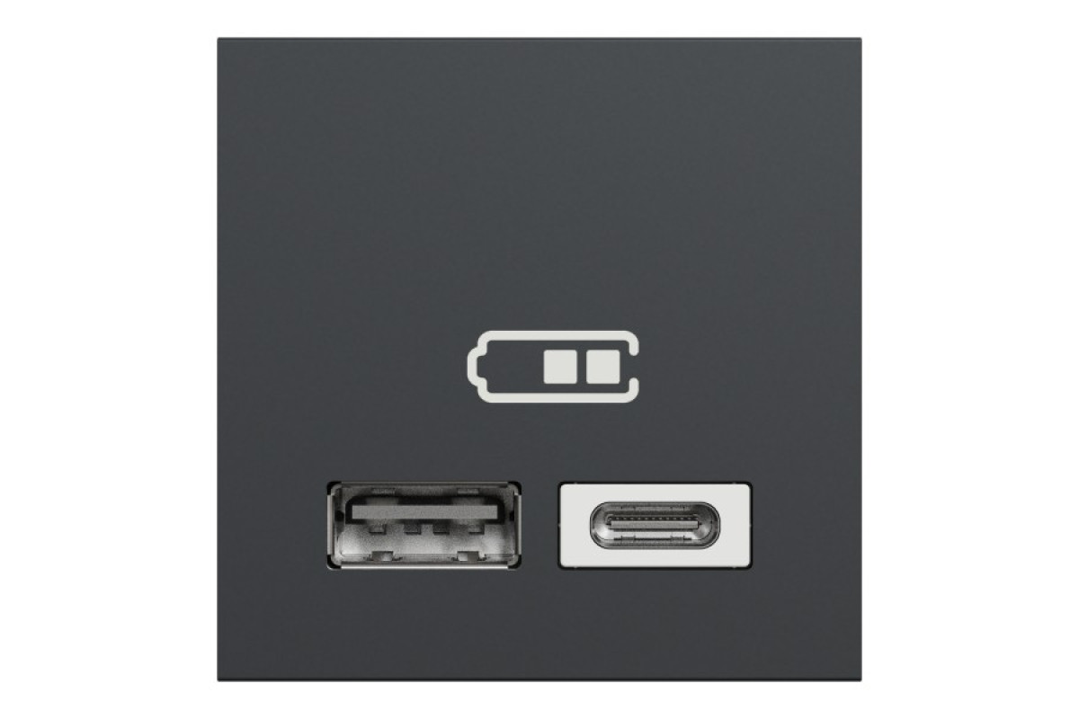 Подвійна USB розетка A+C антрацит (NU301854)