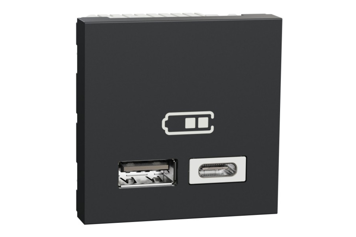 Подвійна USB розетка A+C антрацит (NU301854)