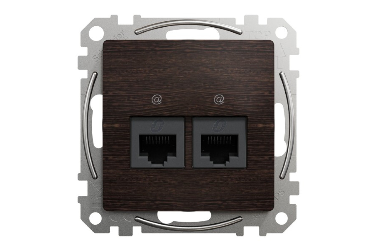 Подвійна комп'ютерна розетка RJ45 CAT 5E UTP, Венге Sedna Elements (SDD181452)