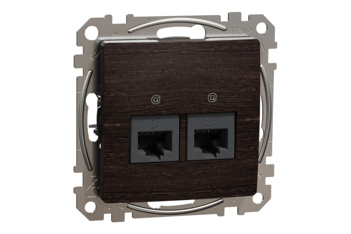 Подвійна комп'ютерна розетка RJ45 CAT 5E UTP, Венге Sedna Elements (SDD181452)