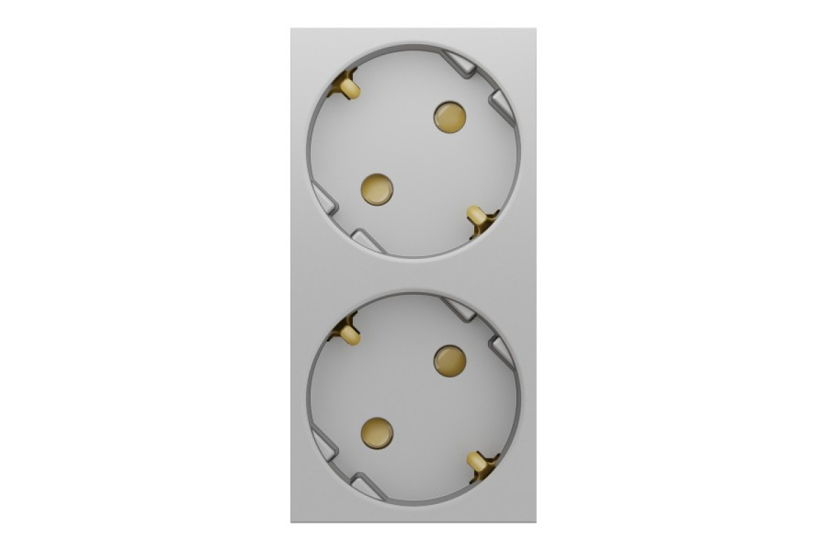 Подвійна розетка 45° зі шторками, з заземленням, алюміній (NU306730A)