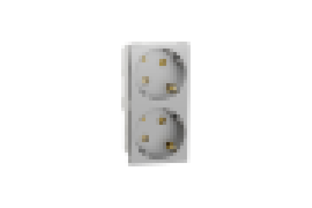 Подвійна розетка 45° зі шторками, з заземленням, алюміній (NU306730A)