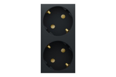 Подвійна розетка 45° зі шторками, з заземленням, антрацит (NU306754A)