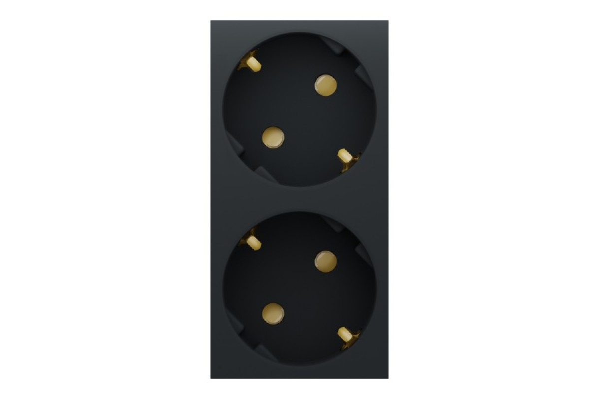 Двойная розетка 45° со шторками, с заземлением, антрацит (NU306754A)