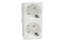 Подвійна розетка 45° зі шторками, з заземленням, біла (NU306718A)