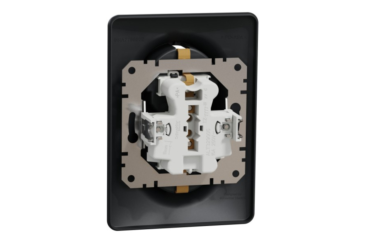 Подвійна розетка з заземлення та зі шторками Чорний Sedna Design (SDD314221)