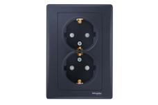 Подвійна розетка з заземленням та зі шторками Sedna Schneider Electric графіт (SDN3000470)