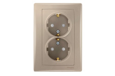 Подвійна розетка з заземленням та зі шторками Sedna Schneider Electric титан (SDN3000468)