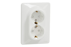Подвійна розетка з заземленням, зі шторками Білий Sedna Design (SDD311221)