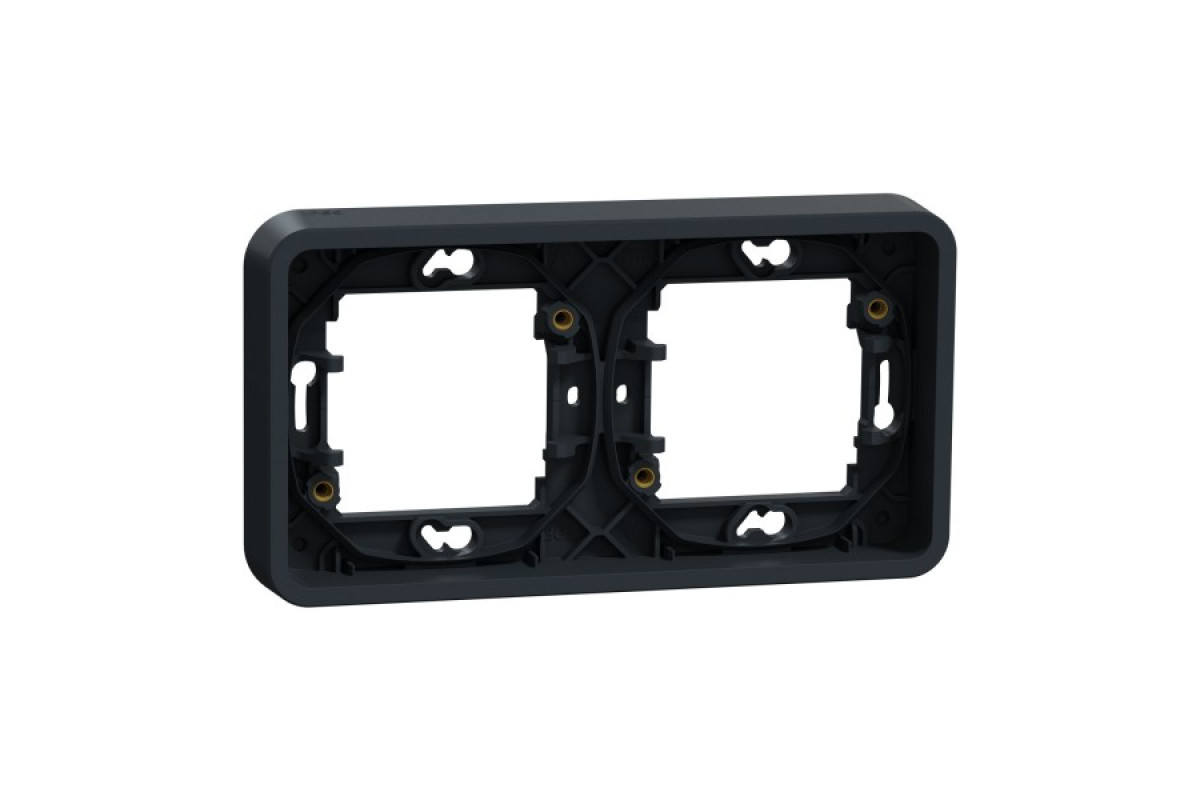 Рамка двомісна горизонтальна з затискачами IP55 Mureva Styl, чорна (MUR34101)