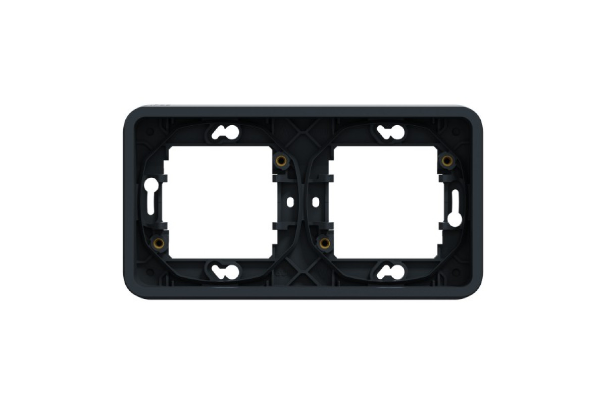 Рамка двомісна горизонтальна з затискачами IP55 Mureva Styl, чорна (MUR34101)