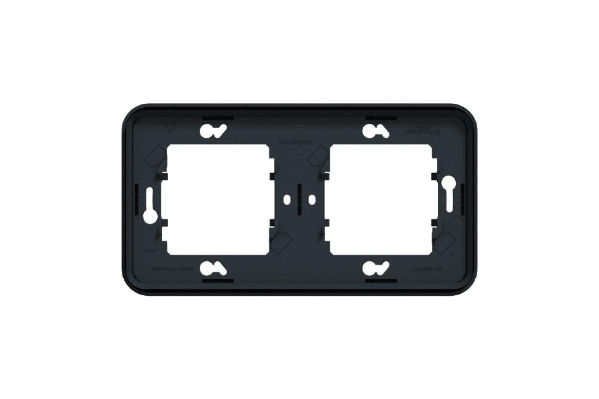 Рамка двомісна горизонтальна з затискачами IP55 Mureva Styl, чорна (MUR34101)
