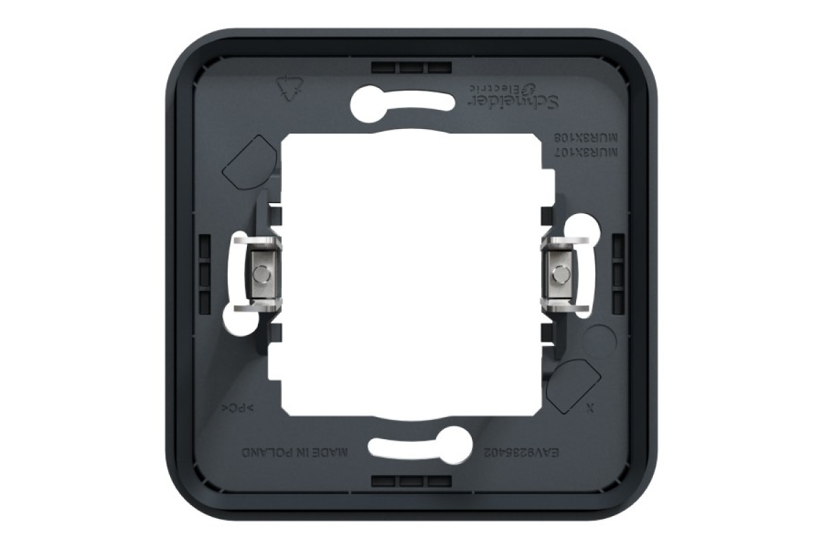 Рамка одномісна горизонтальна з затискачами IP55 Mureva Styl, чорна (MUR34108)