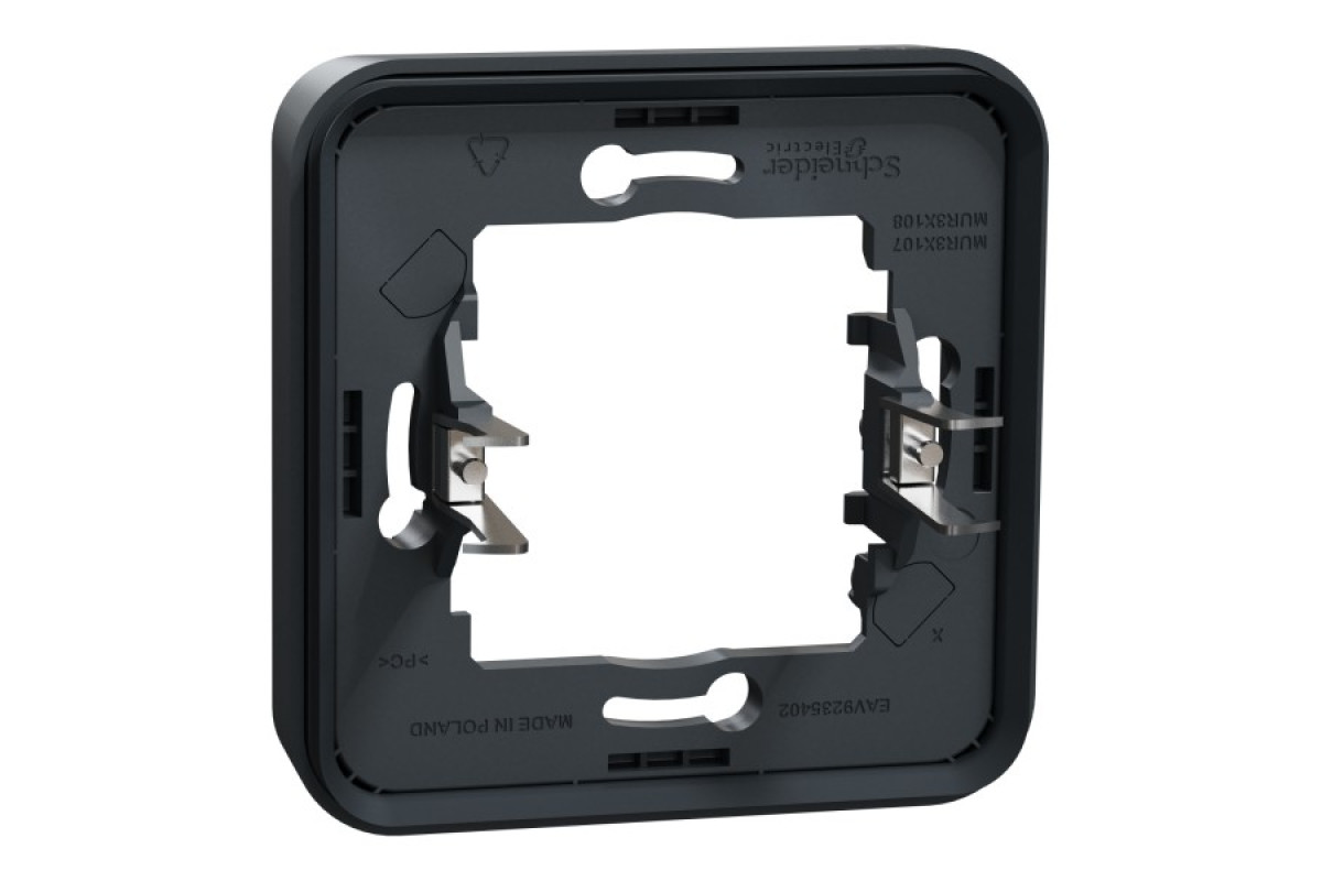 Рамка одномісна горизонтальна з затискачами IP55 Mureva Styl, чорна (MUR34108)