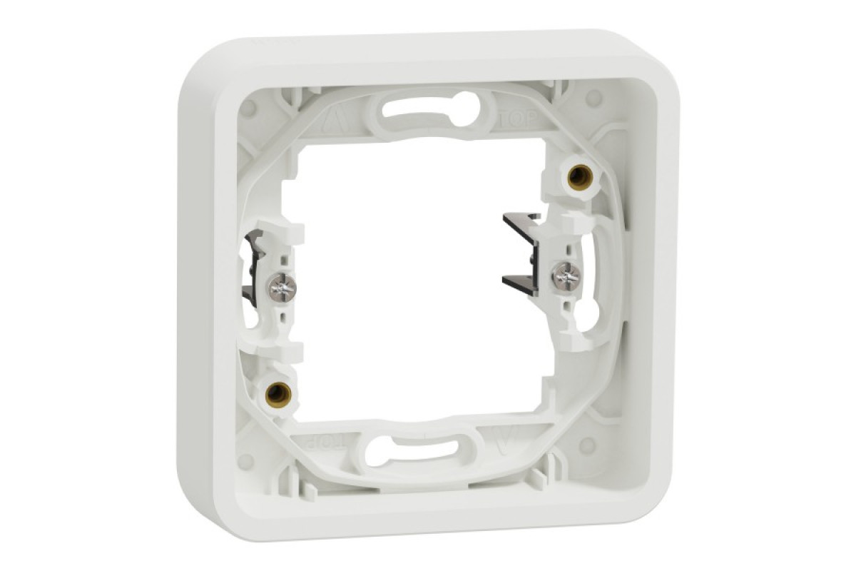 Рамка одномісна з затискачами IP55 Mureva Styl, універсальна, біла (MUR39108)