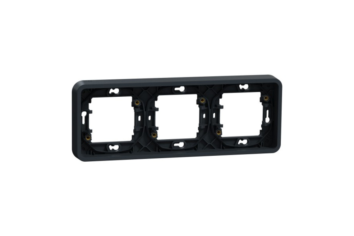 Рамка тримісна горизонтальна IP55 Mureva Styl, чорна (MUR34109)
