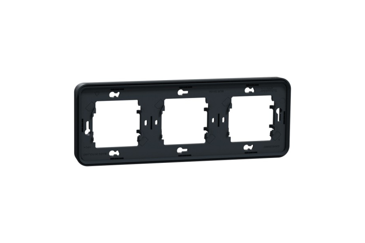 Рамка тримісна горизонтальна IP55 Mureva Styl, чорна (MUR34109)