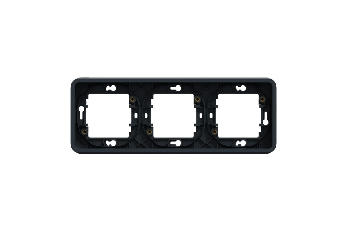 Рамка тримісна горизонтальна IP55 Mureva Styl, чорна (MUR34109)